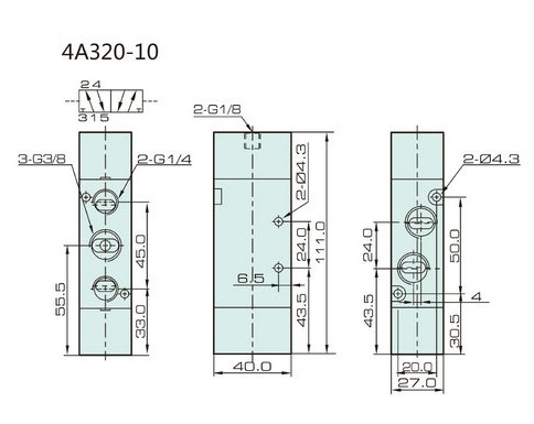 H.A.K. pneumatic (4-Way 2-Air Pilot) Valve, NPT 3/8” (4A320-10)